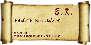Bohák Kristóf névjegykártya